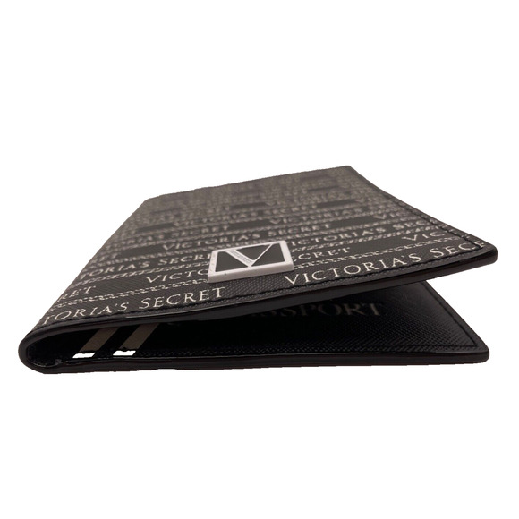 Victoria's Secret VS Monogram Passport Cover Black- White Logo Pre-owned - Picture 5 of 7